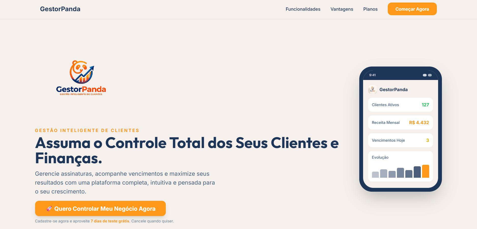 Preview do projeto GestorPanda - Gestão inteligente de clientes